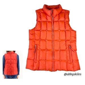 GAP Vintage Down Filled Vest Quilted Orange Large Full Zip Y2K Like New